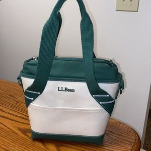 L.L. Bean Insulated Lunch Box / Mini Cooler Green & White
